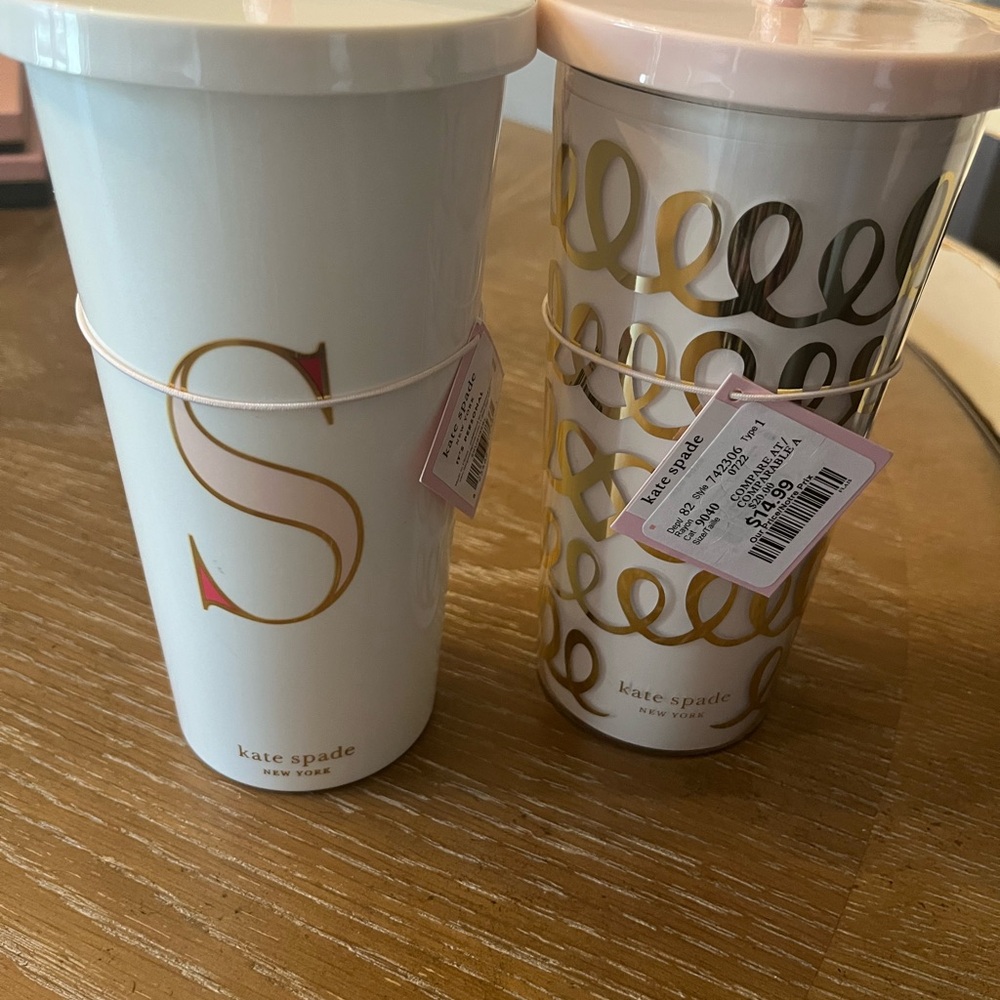 Kate Spade White and Gold Tumbler Set